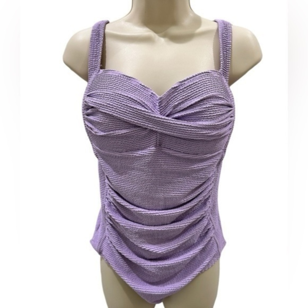 Nip Tuck Swim purple ribbed Texture Joanne One Piece Swimsuit